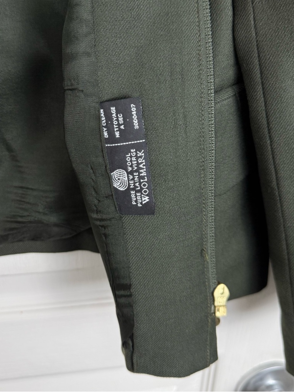 Vintage 90s Wool Zip Up Collared Jacket Size 10 Green Army Olive - Picture 6 of 9